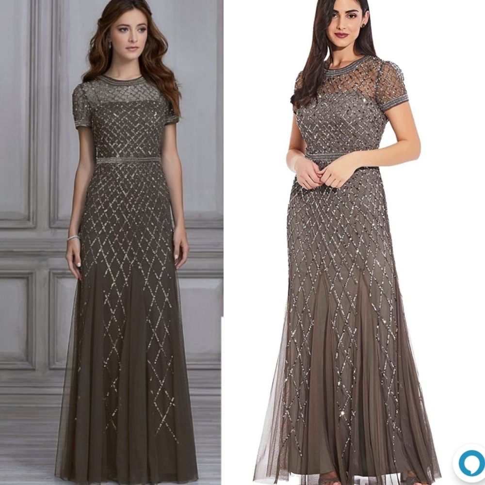 NWT Adrianna Papell Cap Sleeve Beaded Gown
